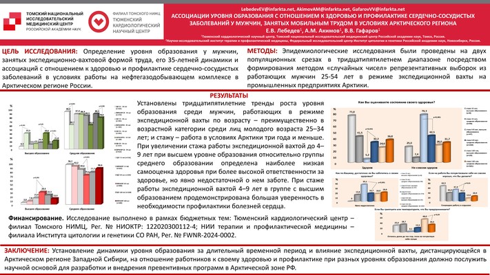 АССОЦИАЦИИ УРОВНЯ ОБРАЗОВАНИЯ С ОТНОШЕНИЕМ К ЗДОРОВЬЮ И ПРОФИЛАКТИКЕ СЕРДЕЧНО-СОСУДИСТЫХ ЗАБОЛЕВАНИЙ У МУЖЧИН, ЗАНЯТЫХ МОБИЛЬНЫМ ТРУДОМ В УСЛОВИЯХ АРКТИЧЕСКОГО РЕГИОНА